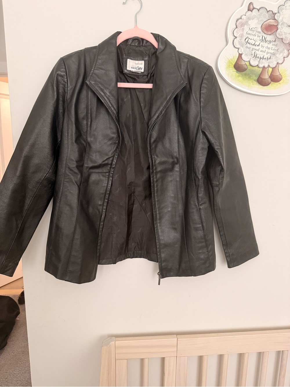 Women’s Black real  Leather Zip Front Jacket